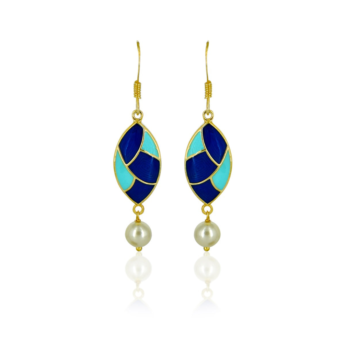 Glinting Enamel Pearl Drop Earrings