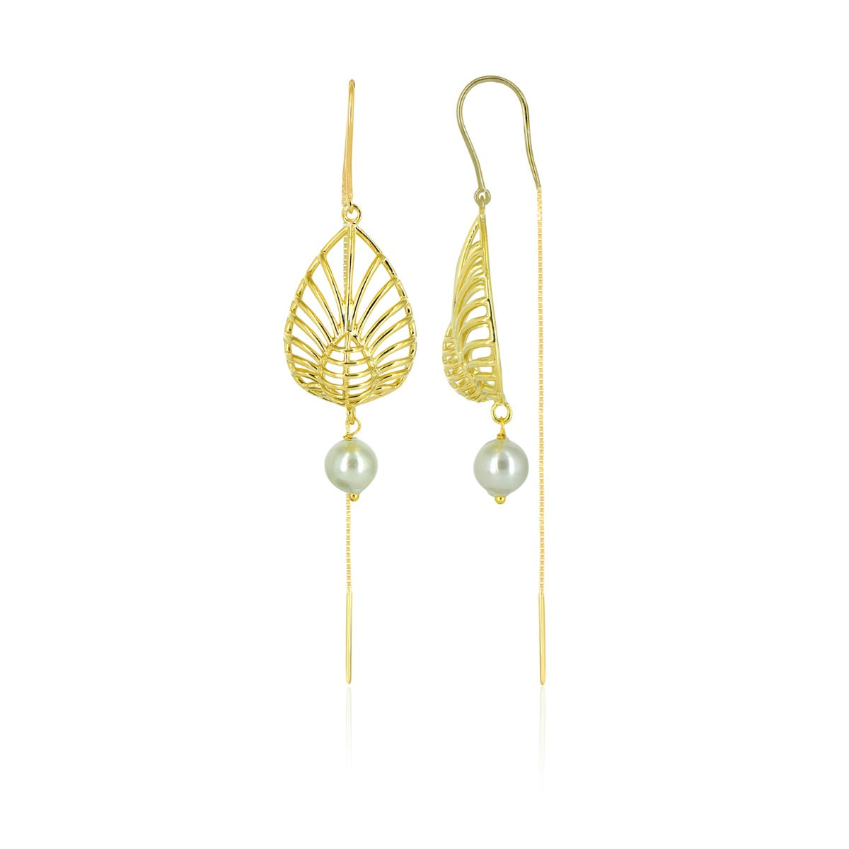Leafy Pearl Sui Dhaga Earrings