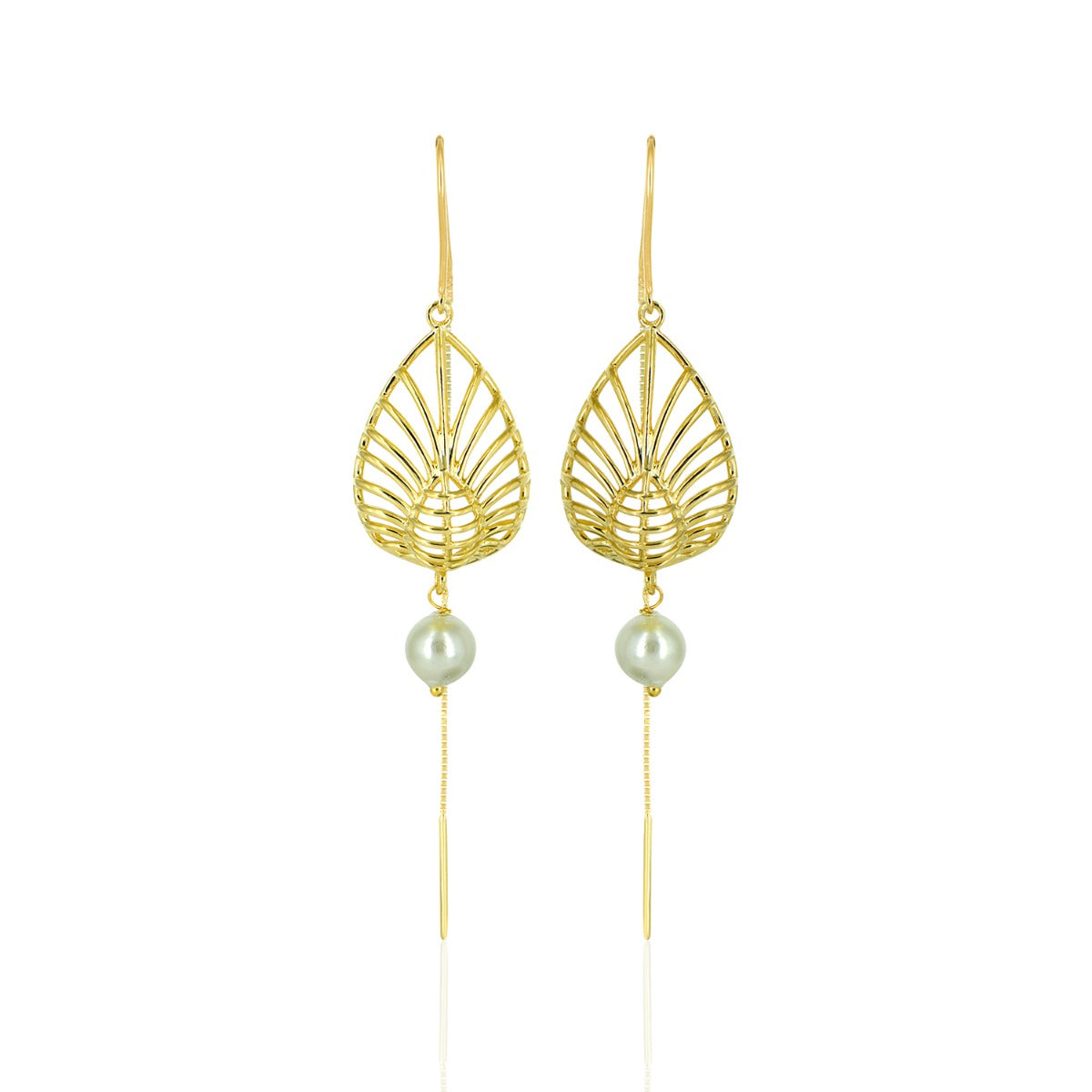 Leafy Pearl Sui Dhaga Earrings