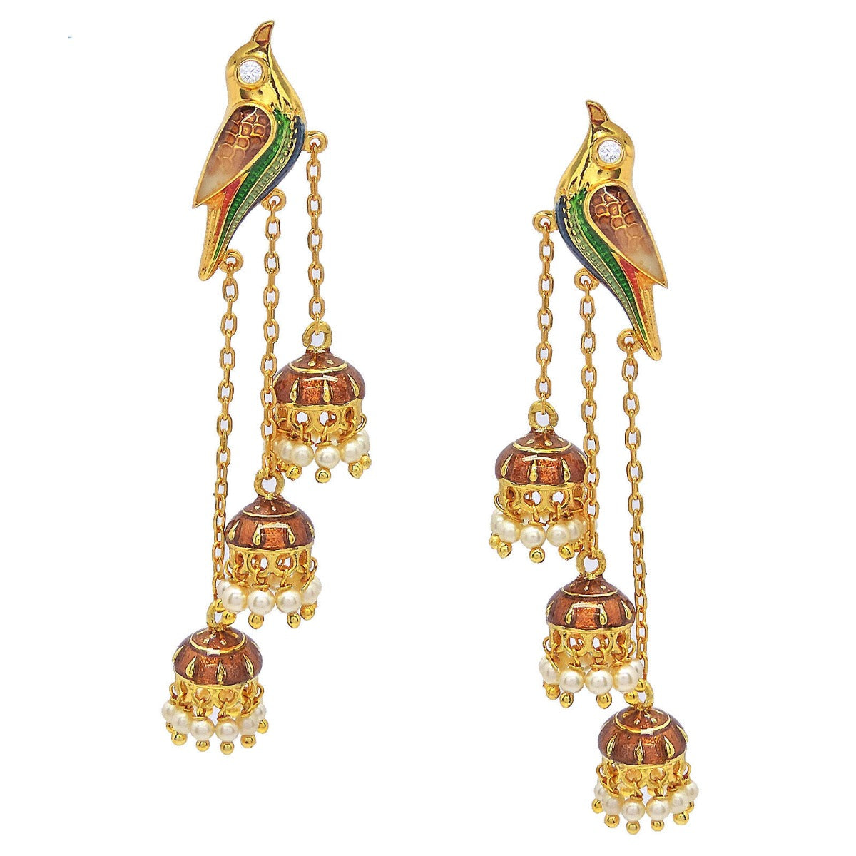 Swaying Parrot Enamel Drop Earrings