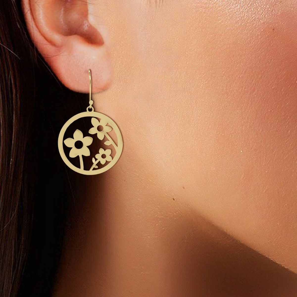 Framed Floral Drop Earrings