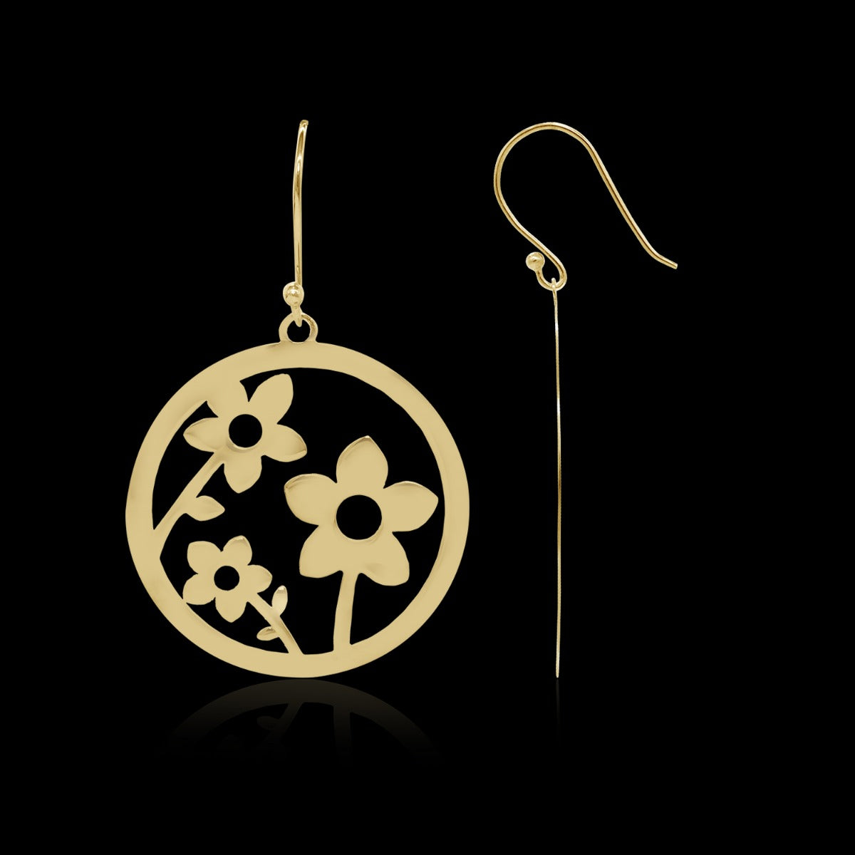 Framed Floral Drop Earrings