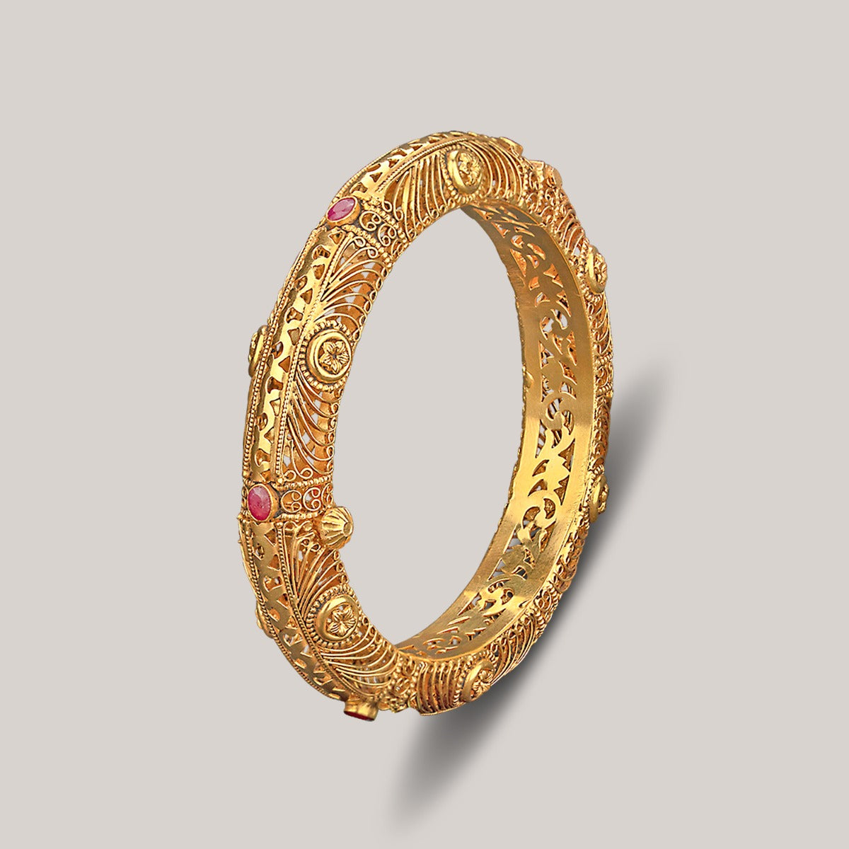 Pink and Folk Gold Bangle