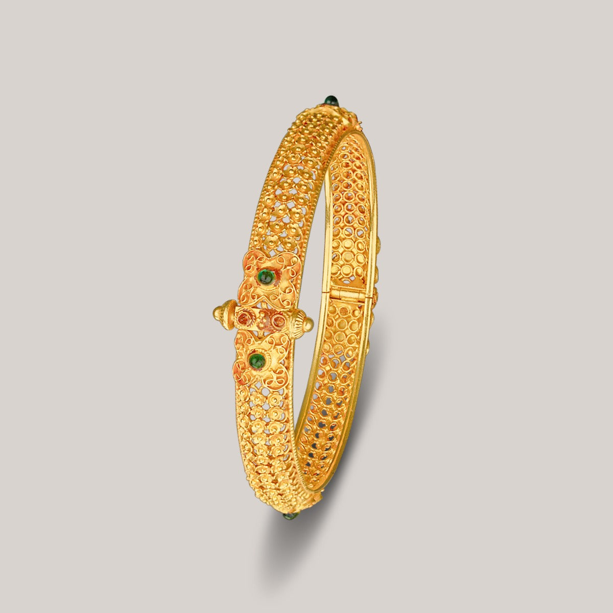 Red Green Floral Gold Bangle