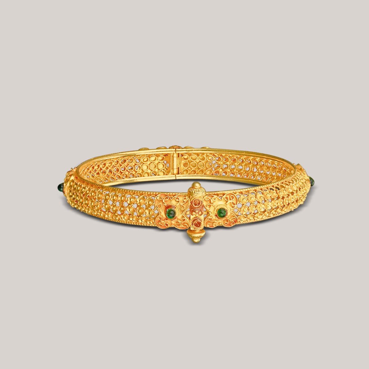 Red Green Floral Gold Bangle