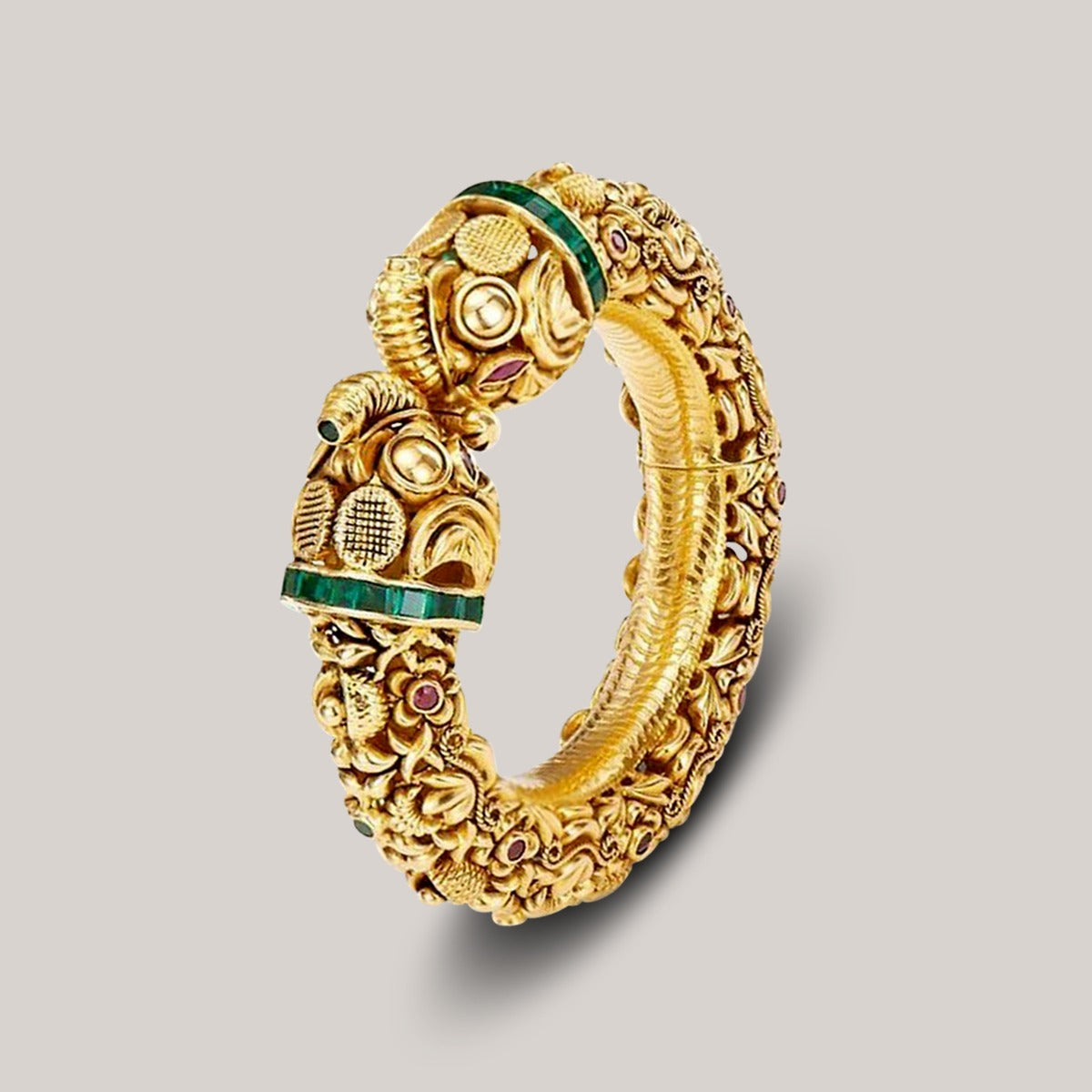 Royal Green Elephant Gold Bangle