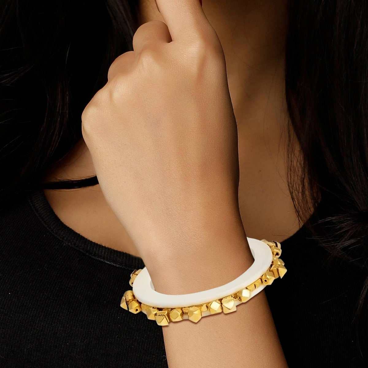 Stones Studded Gold Bangle