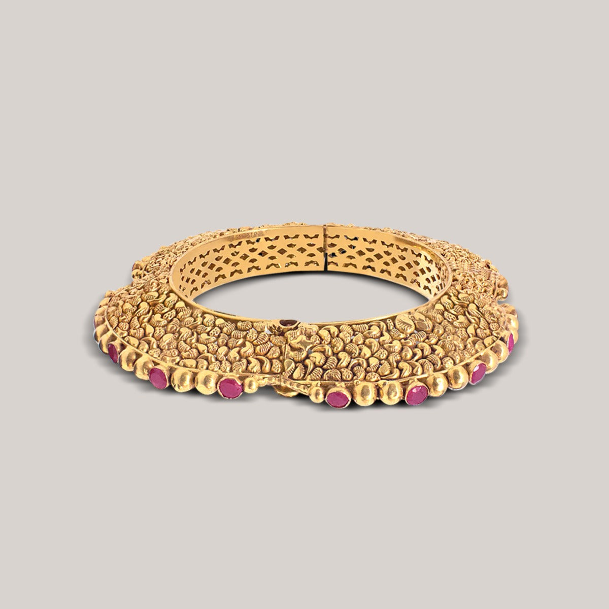 Ruby Studded Gold Kada