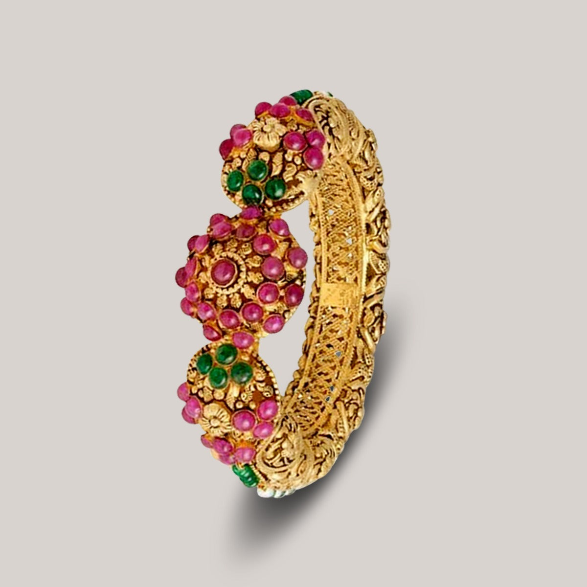 Ruby Studded Gold Kada