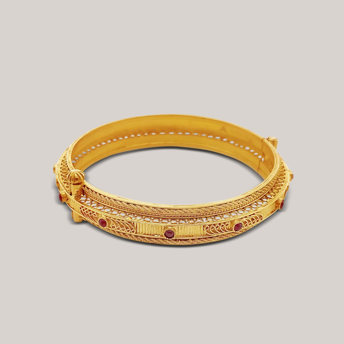 Red Dotted Gold Bangle