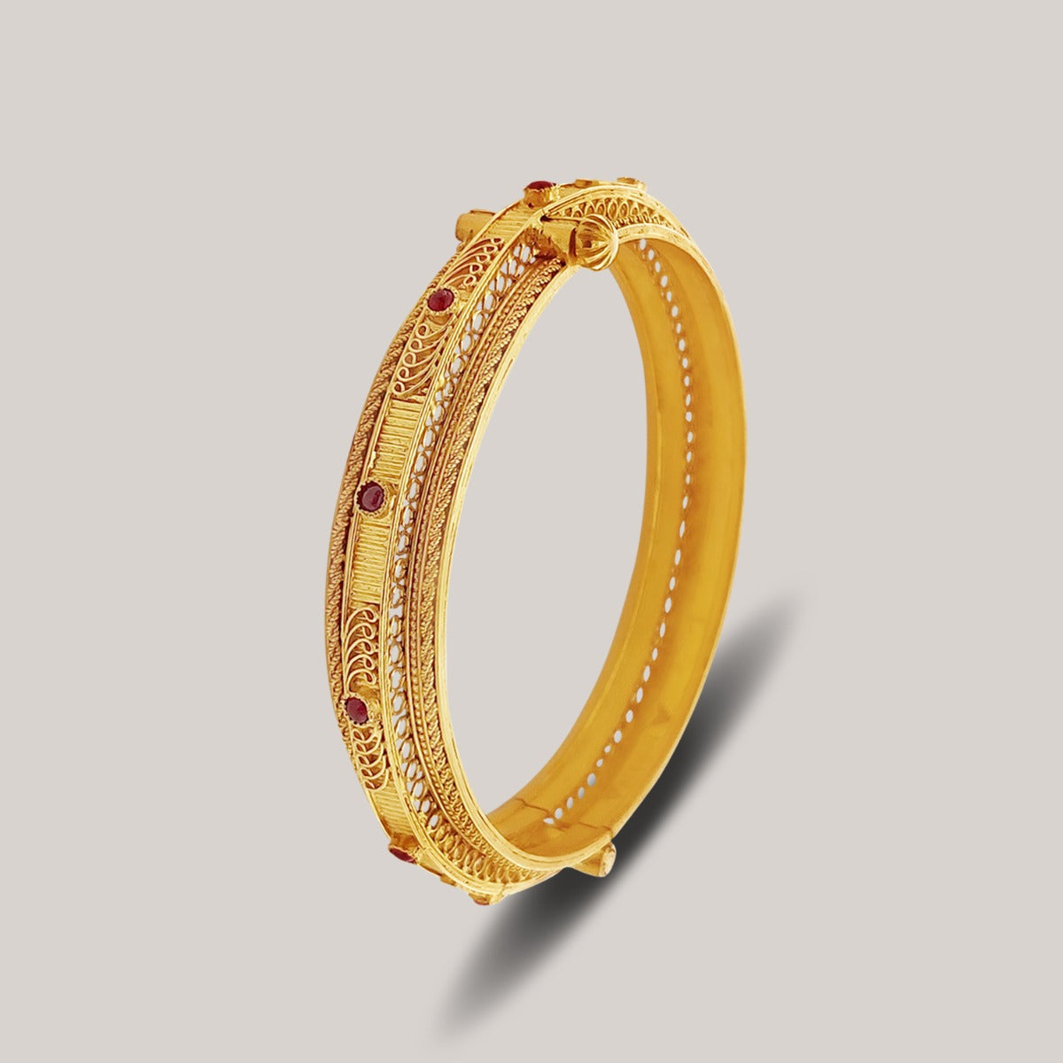 Red Dotted Gold Bangle