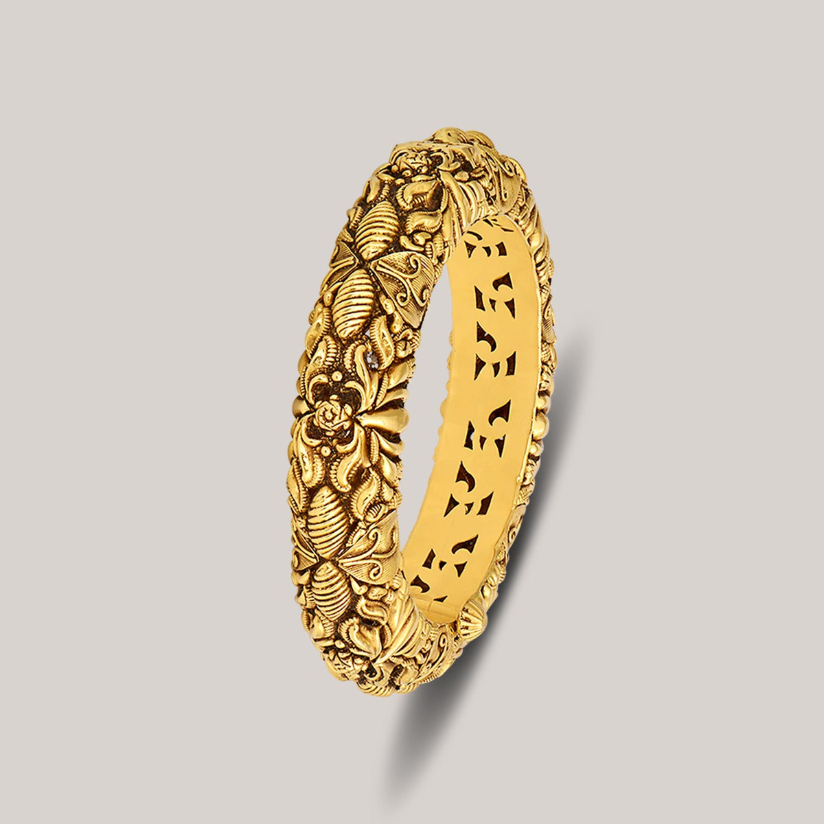 Dark Leaves Gold Bangle
