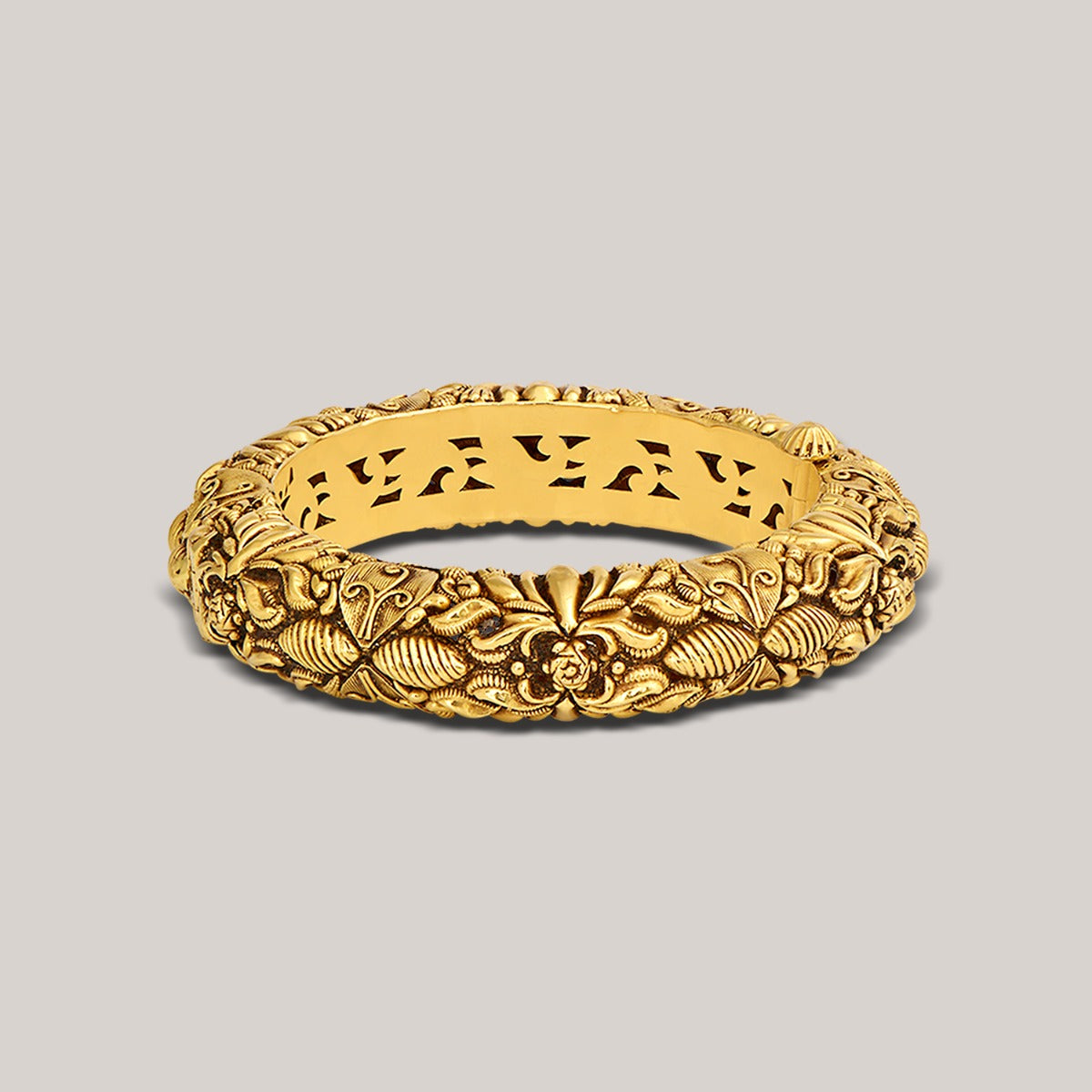 Dark Leaves Gold Bangle