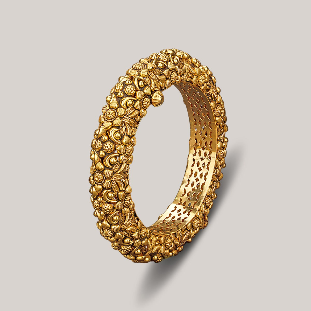 Floral Textured Gold Bangle