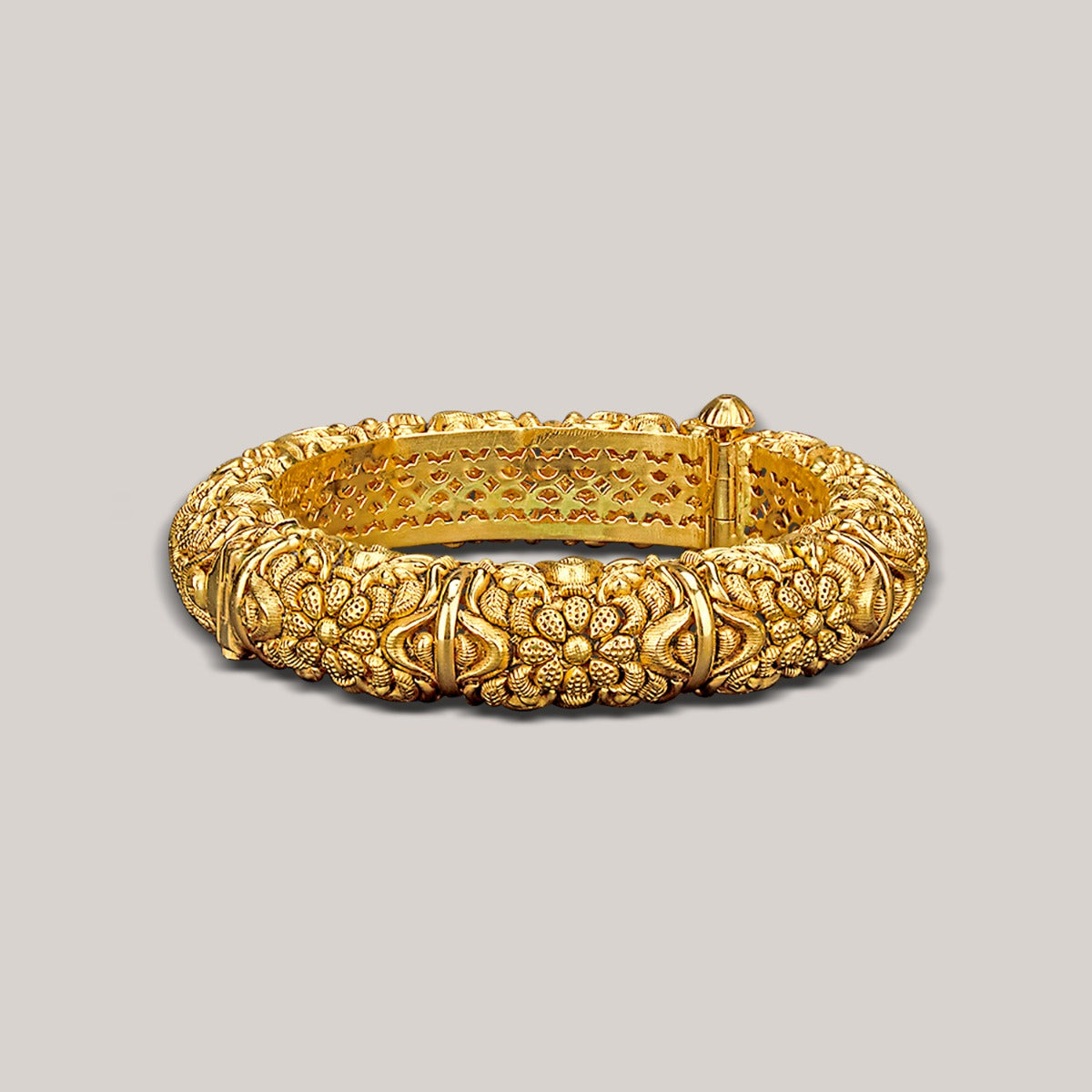 Glossy Floral Gold Bangle
