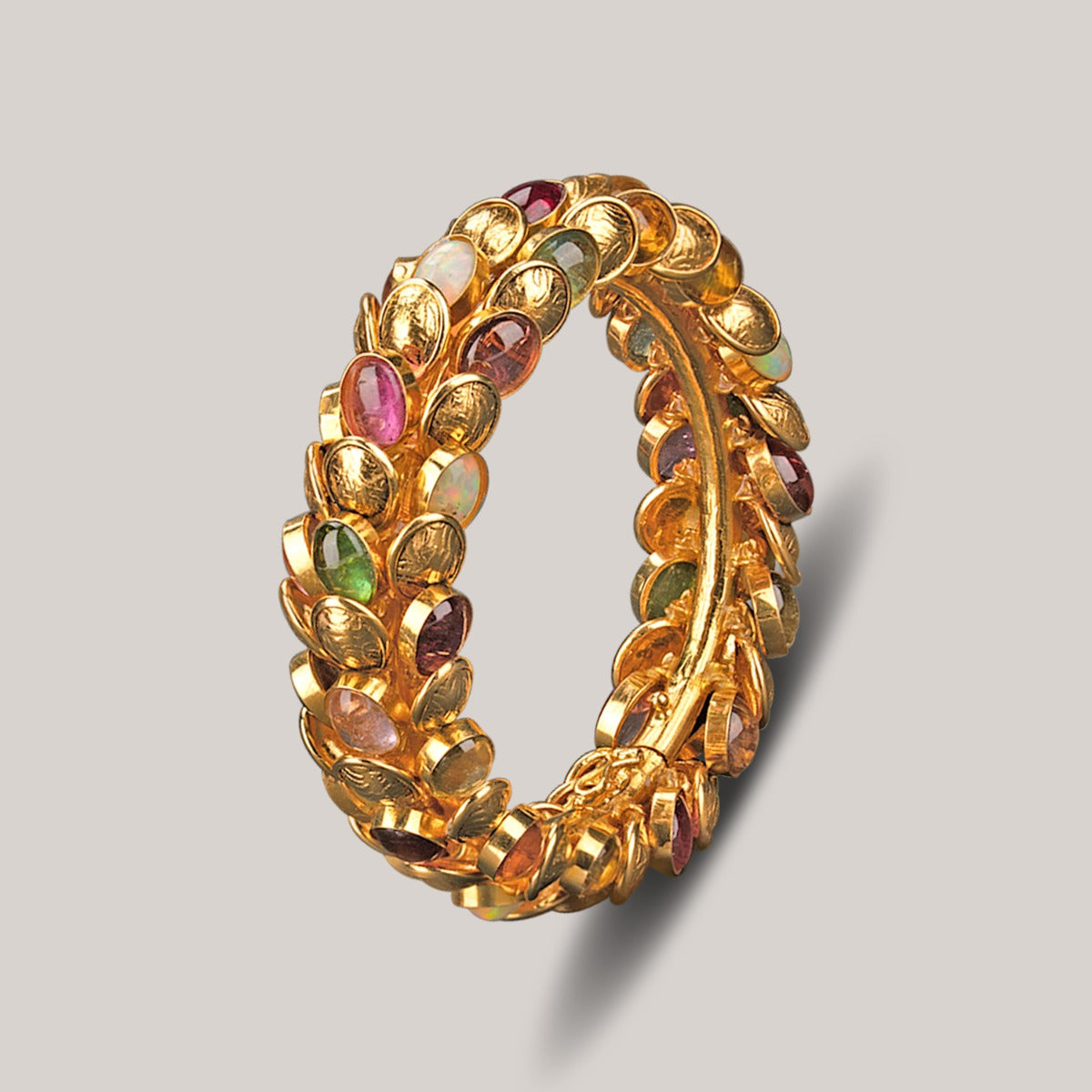 Creeper Multi-Stoned Gold Bangle