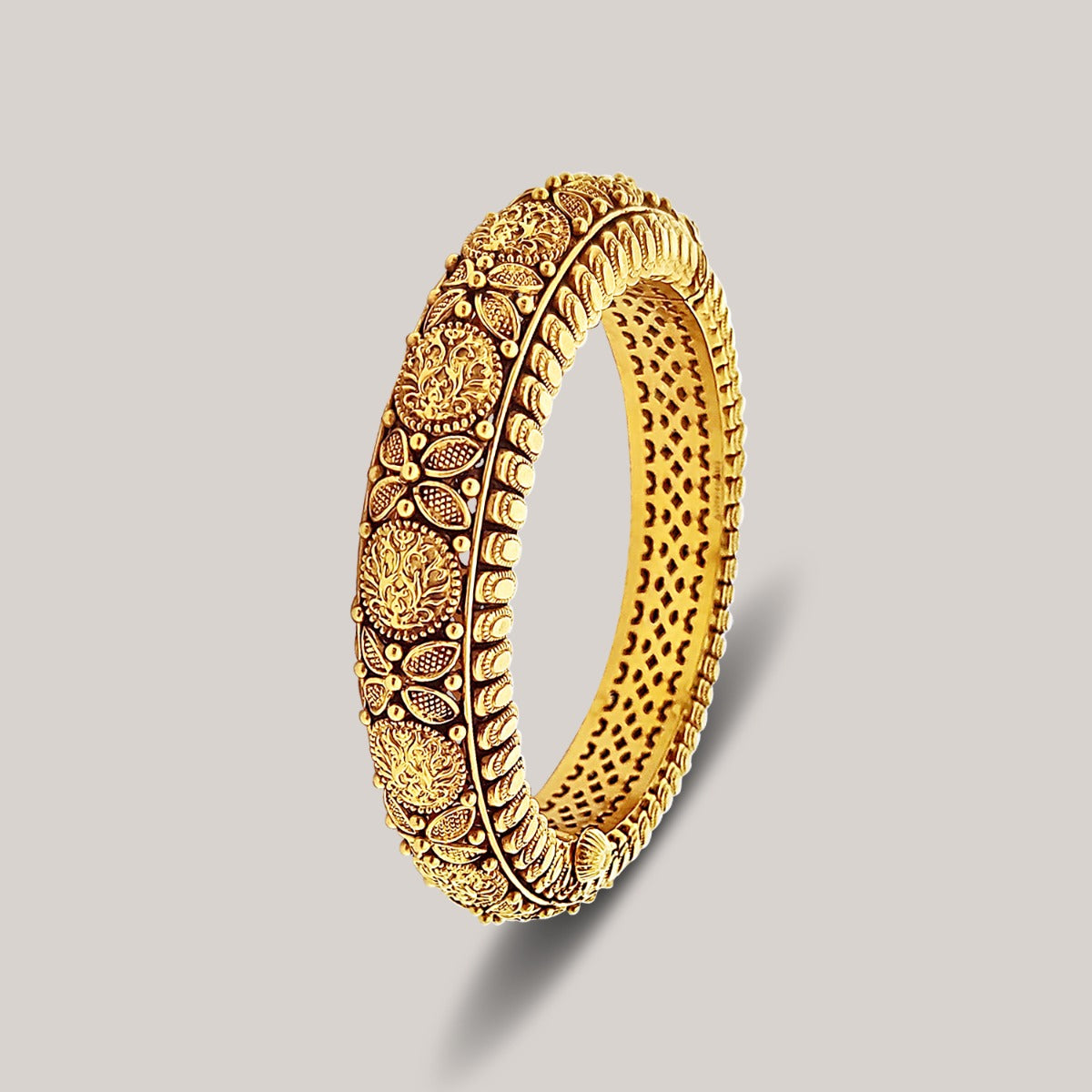 Embedded Nature Gold Bangle Set