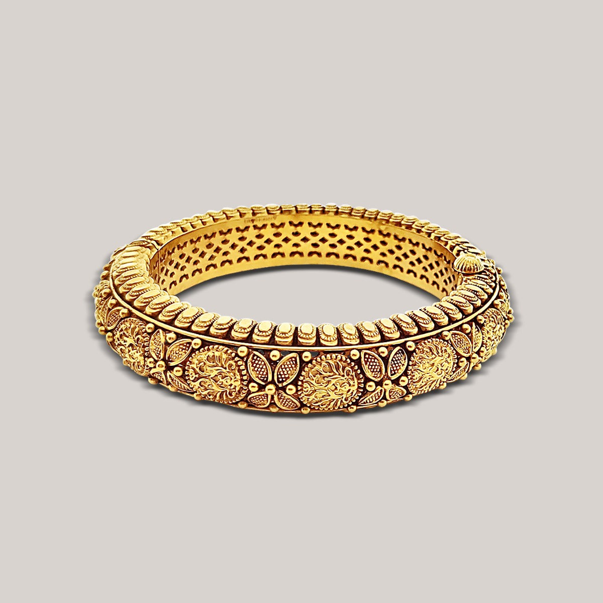 Embedded Nature Gold Bangle Set