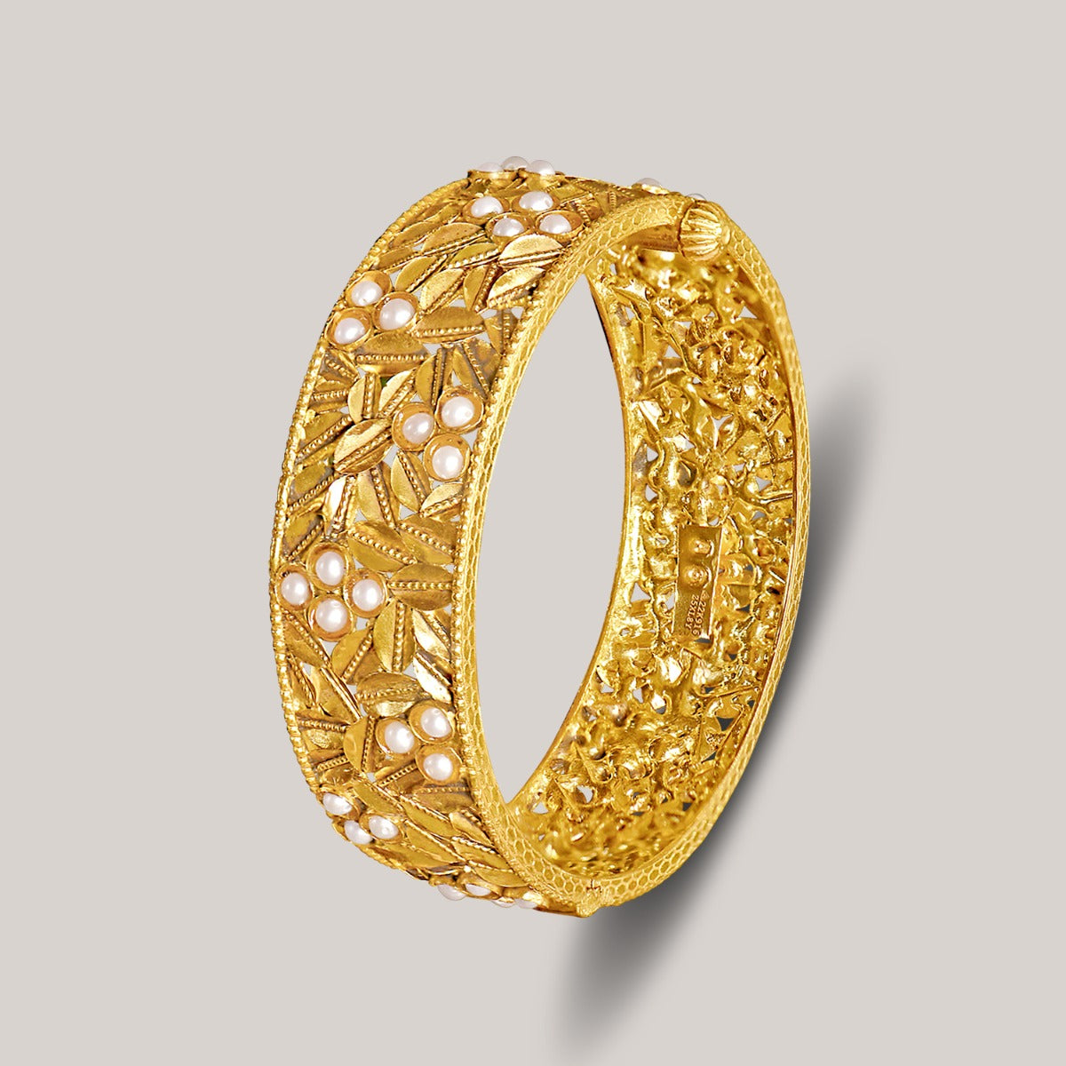 Half Cut Leaves Gold Bangle Set
