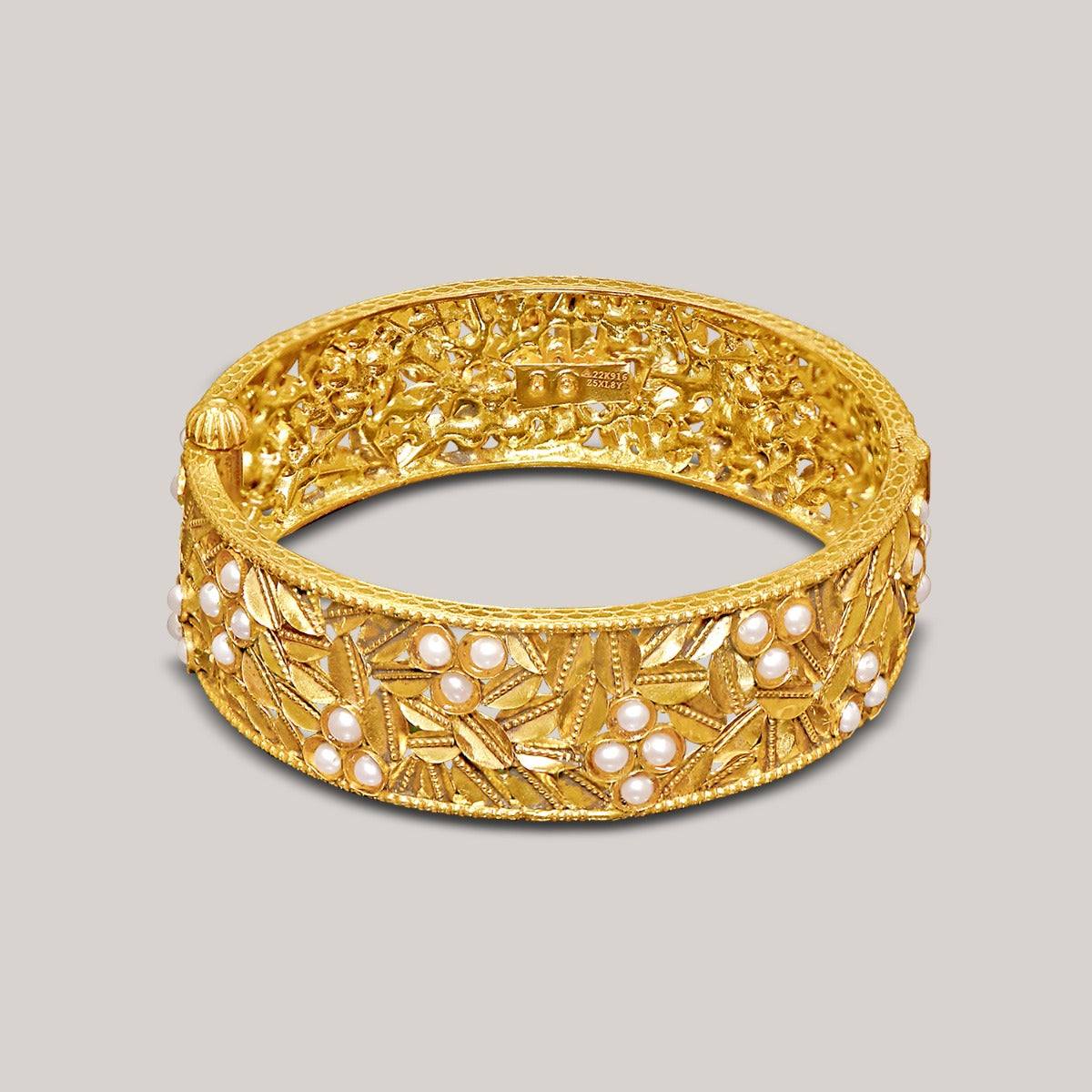 Spiked Leaf Gold Bangle