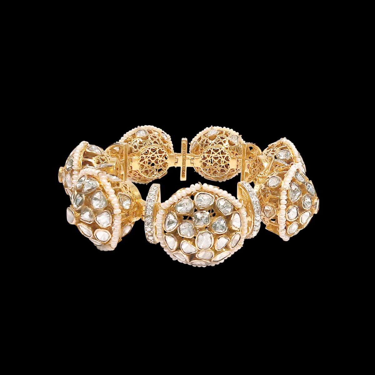 Glittering Florid Polki Bangle Set