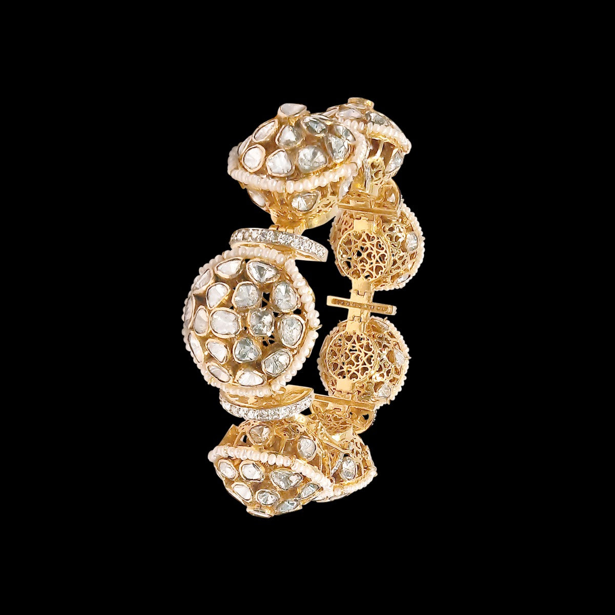 Glittering Florid Polki Bangle Set