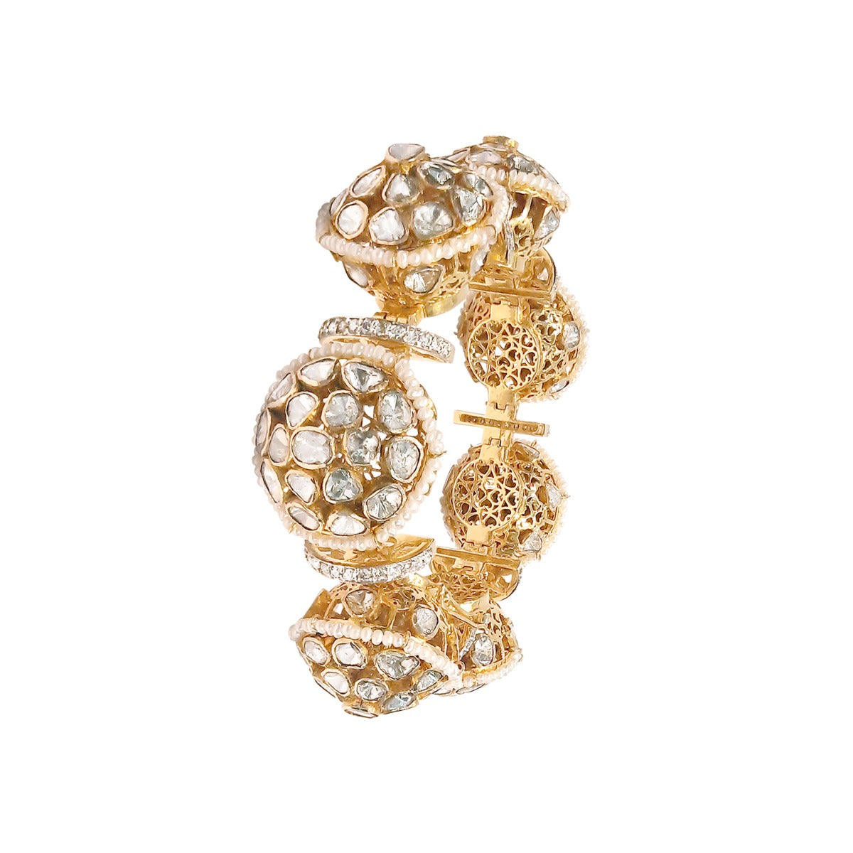 Glittering Florid Polki Bangle Set