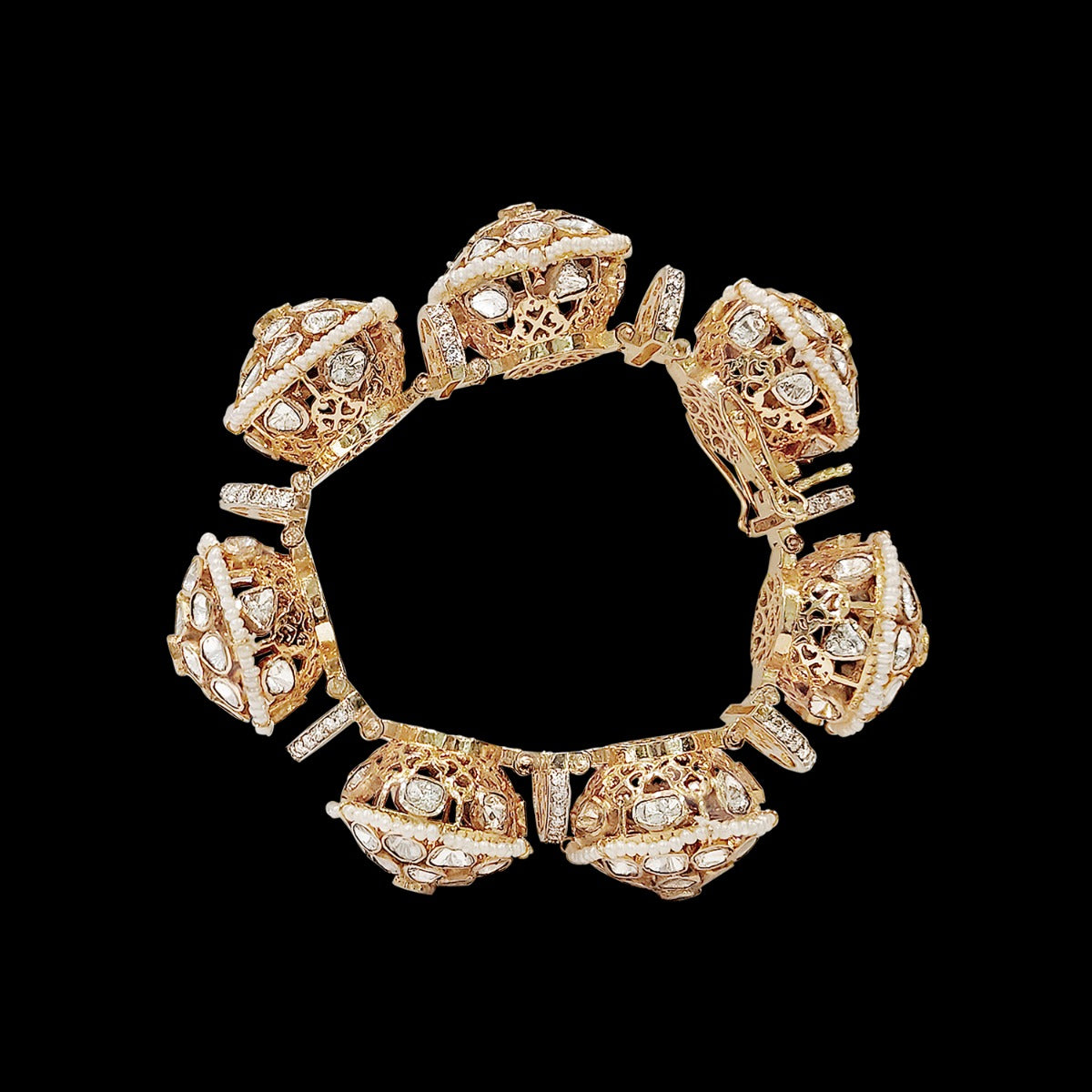 Glittering Florid Polki Bangle Set
