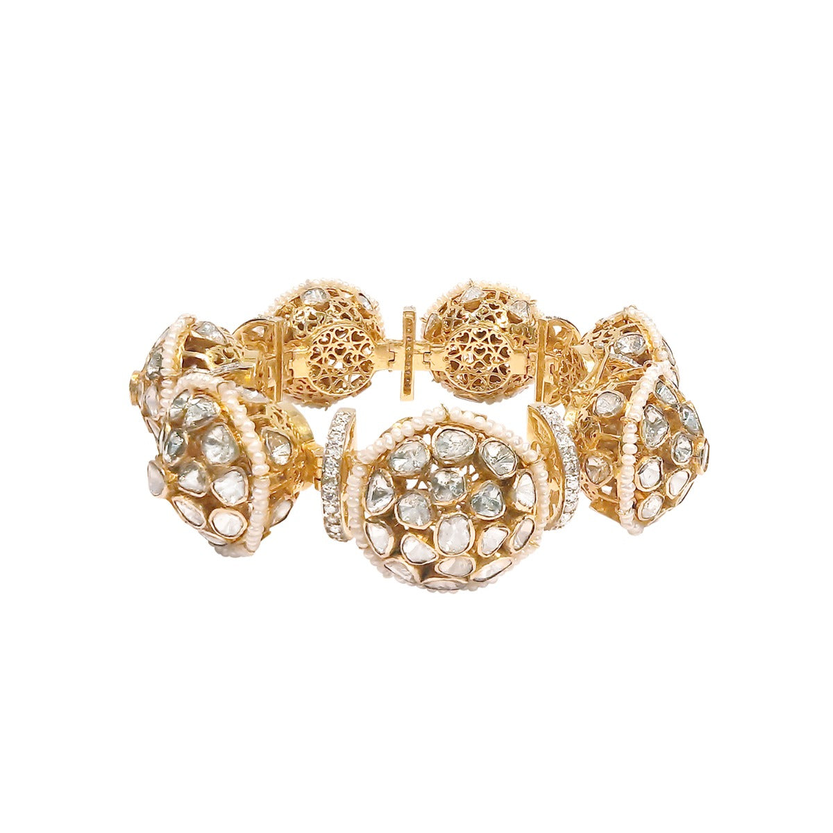 Glittering Florid Polki Bangle Set