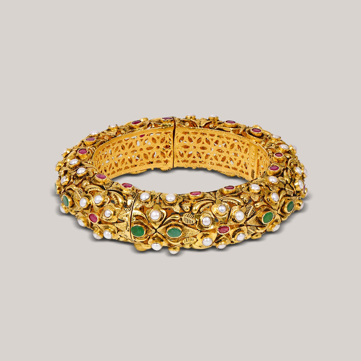 Krisla Gemstone Gold Bangle Set