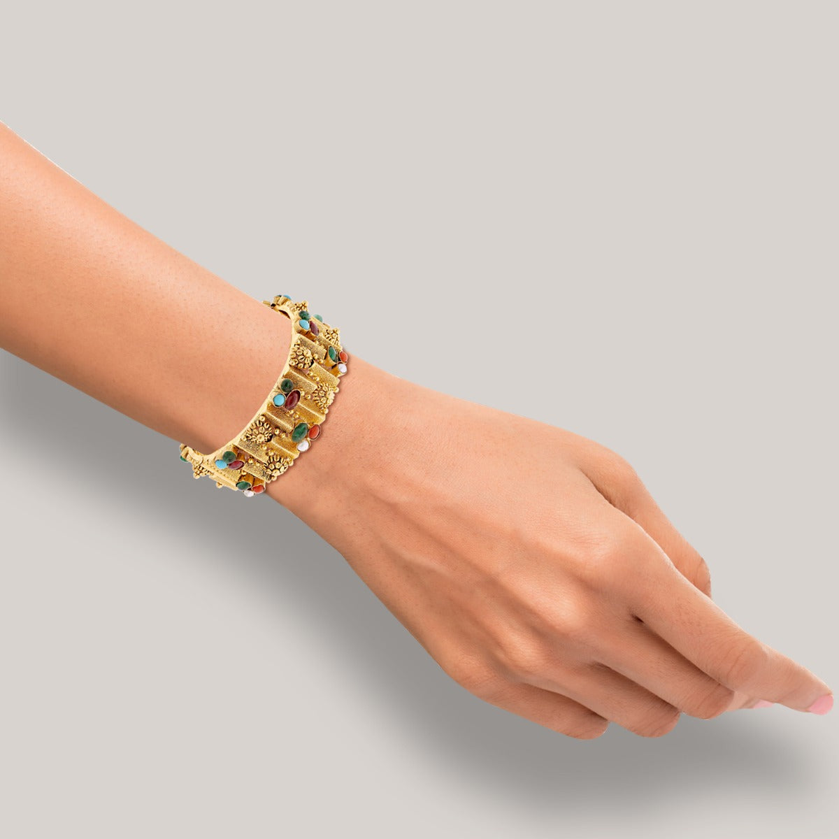 Cordelia Tide Gemstone Gold Bangle