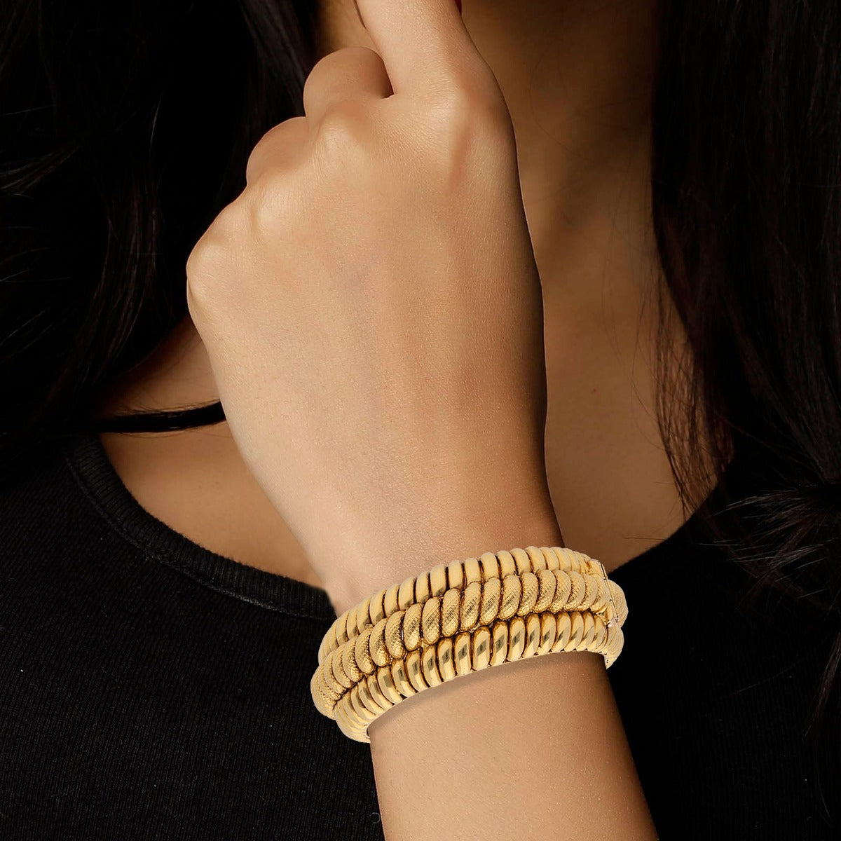 Triple Twist Gold Bangle