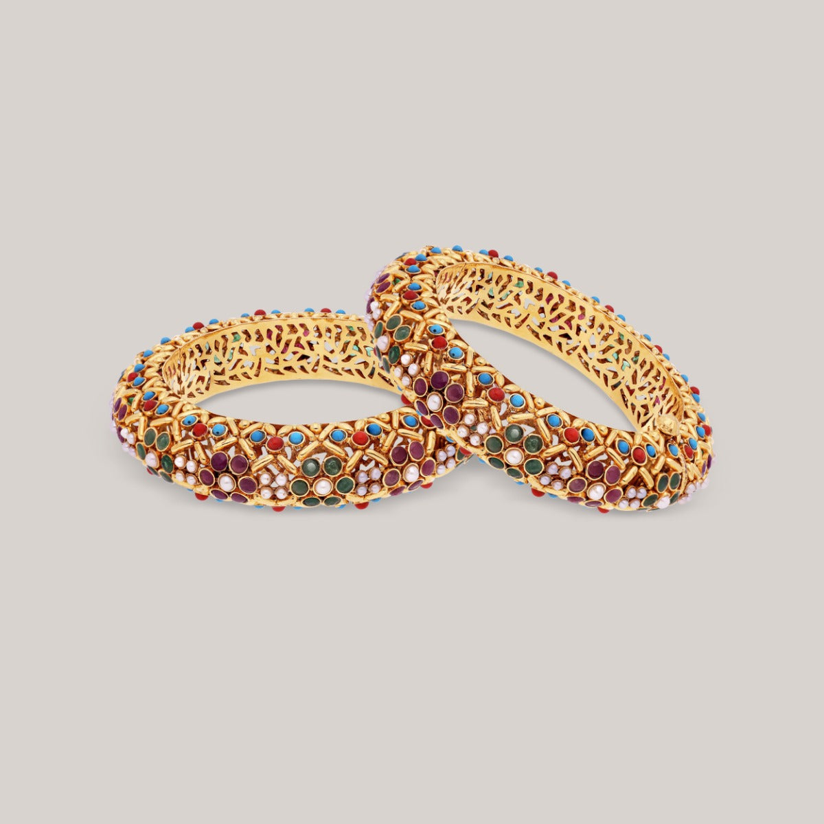 Gemstone Galaxy Gold Bangle Set