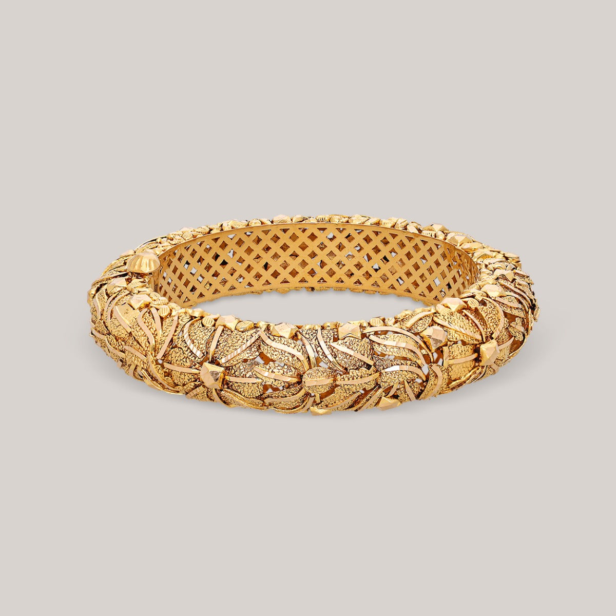 Structured Grid Gold Bangle