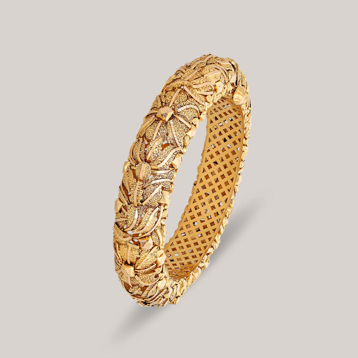 Structured Grid Gold Bangle
