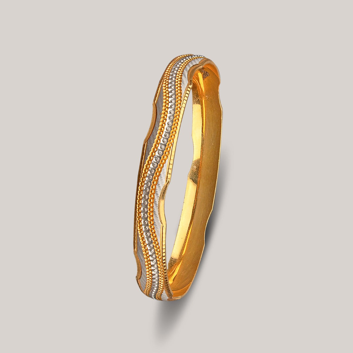 White Grey Wavy Gold Bangle