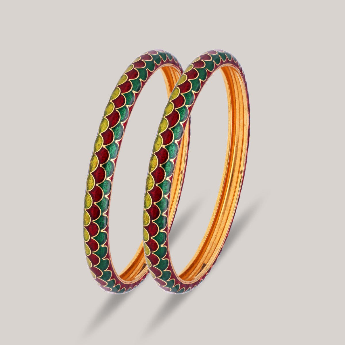 Peacock Scales Gold Bangle Set