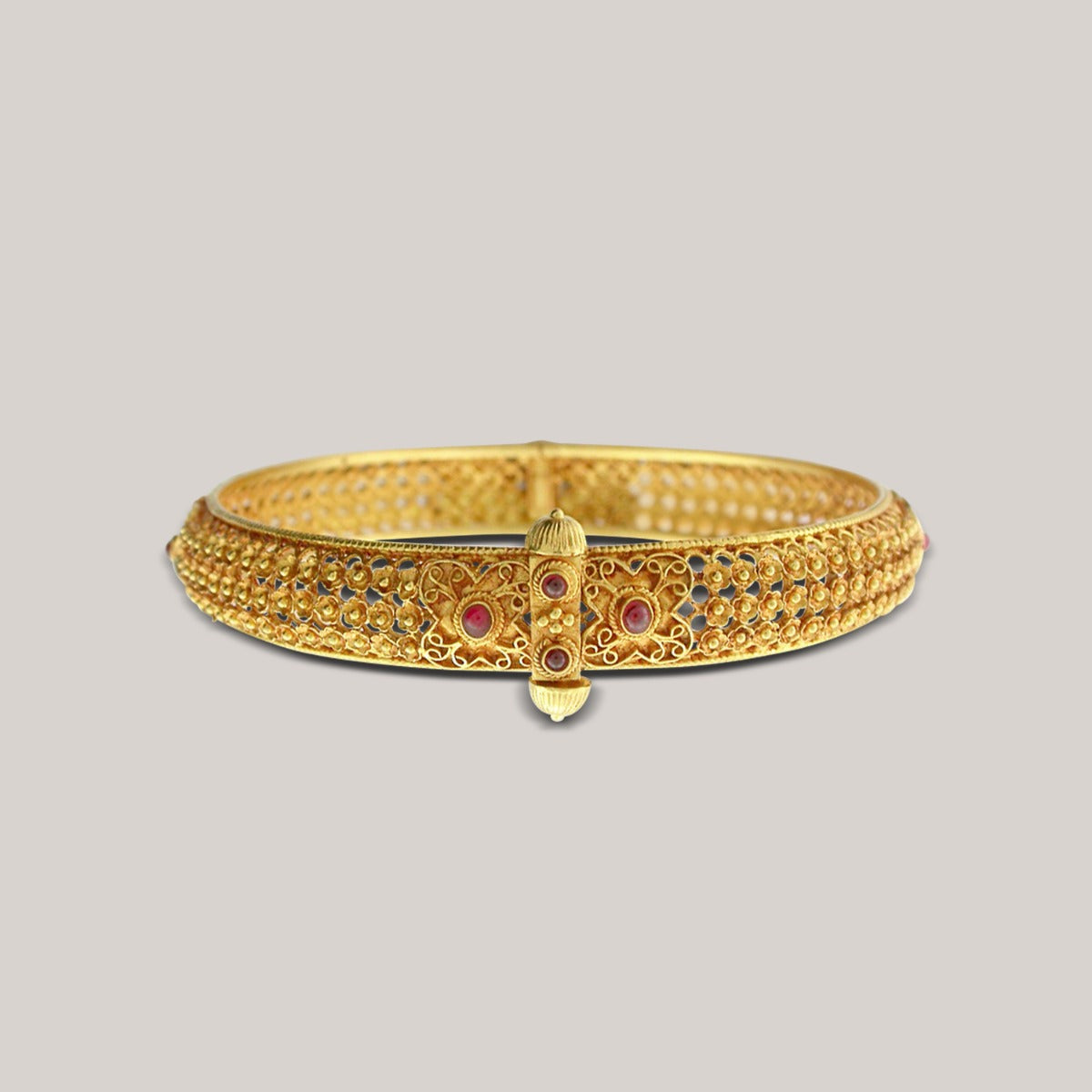 Ruby Studded Gold Kada