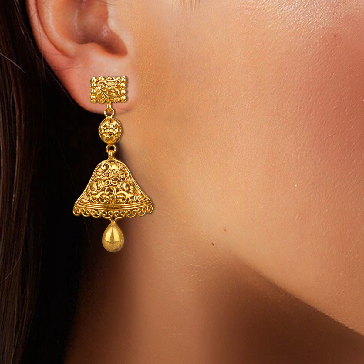 Church Bell Gold Earrings