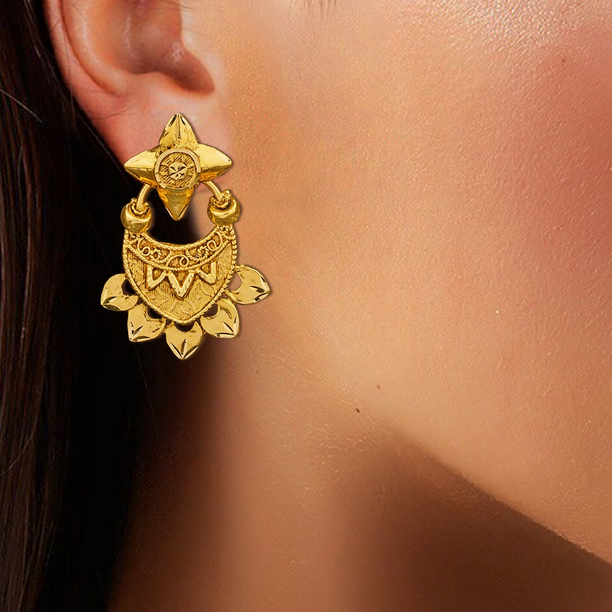 Upside Down Bent Triangle Gold Tops