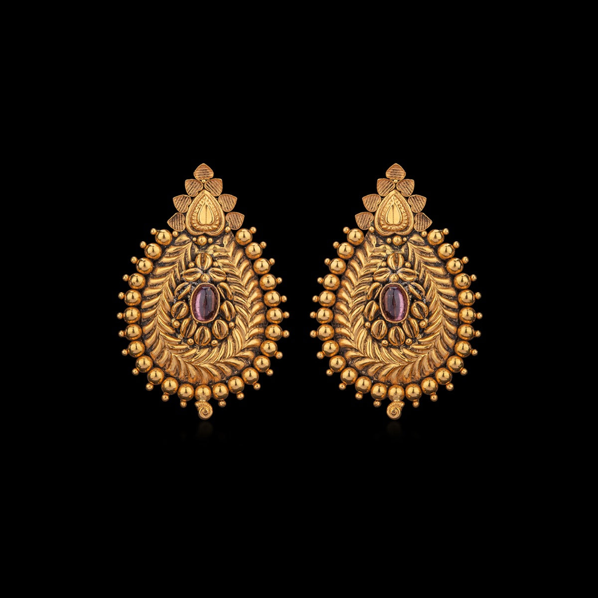 Sheesh Ornate Mural Gold Earrings
