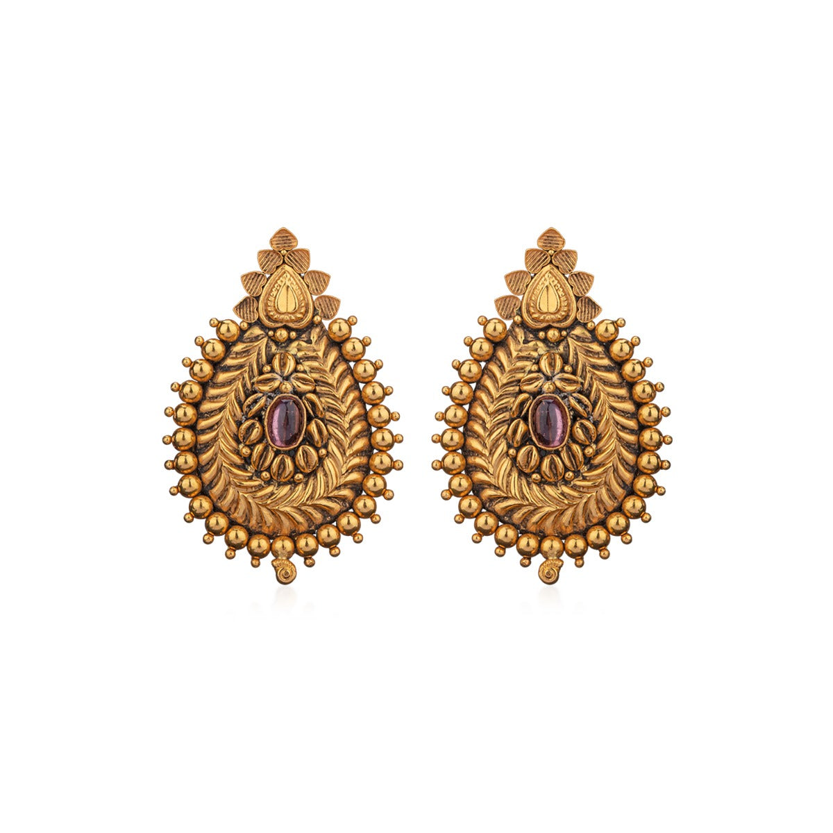 Sheesh Ornate Mural Gold Earrings