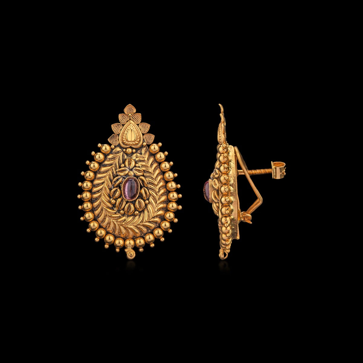 Sheesh Ornate Mural Gold Earrings