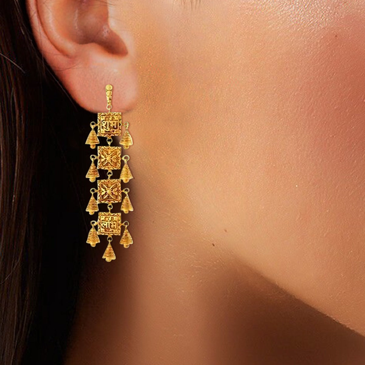 Temple Inspired Gold Earrings