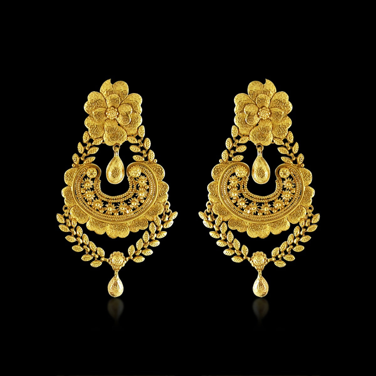 Temple Leafy Gold Earrings