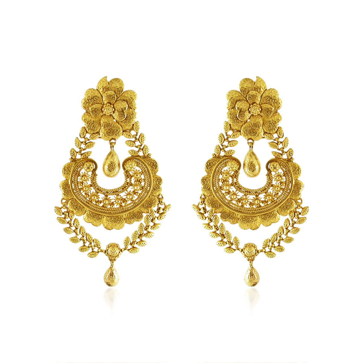 Temple Leafy Gold Earrings