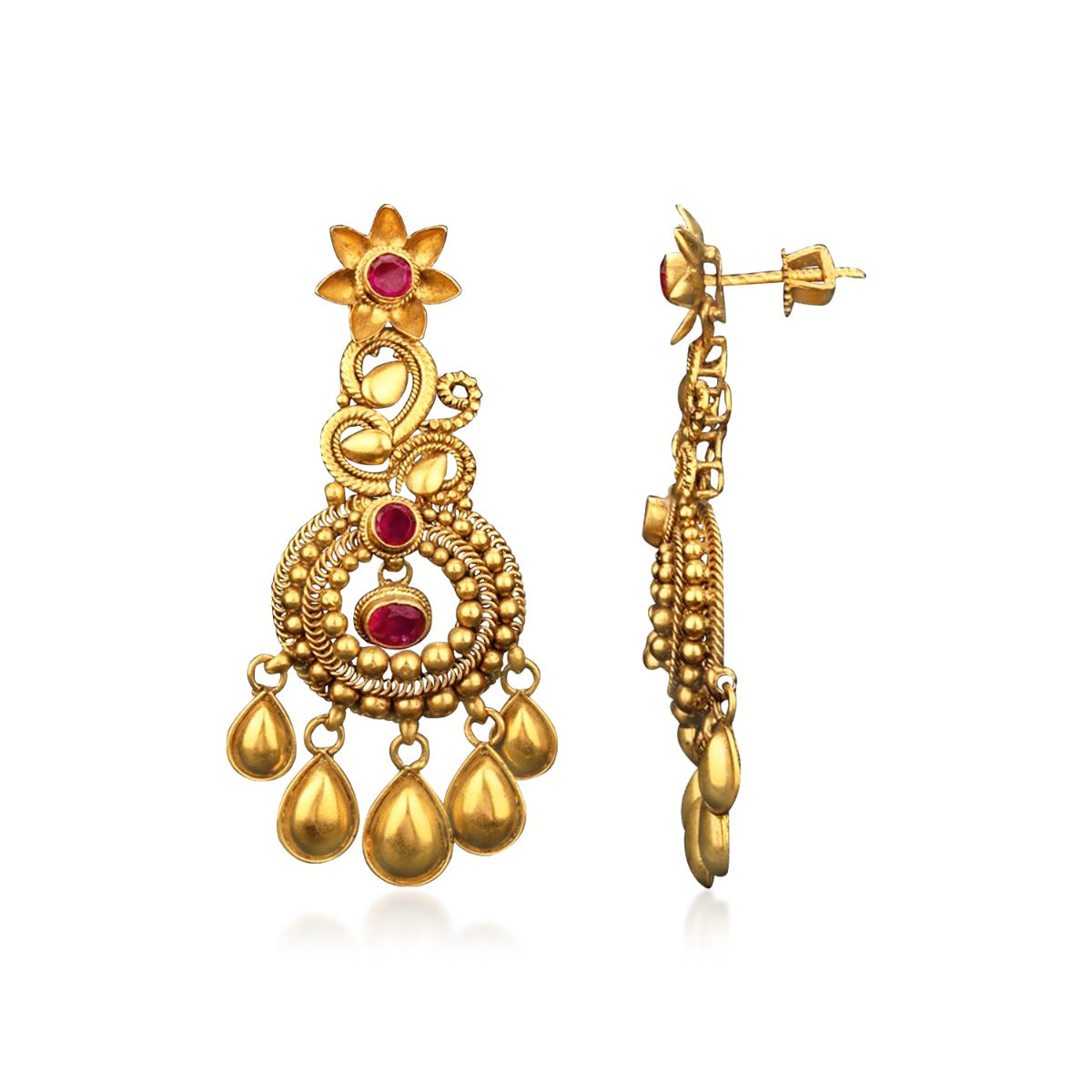Classic Traditional Carve Gold Earrings