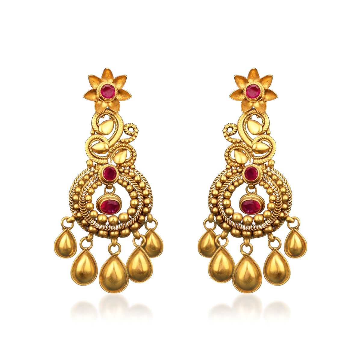 Classic Traditional Carve Gold Earrings