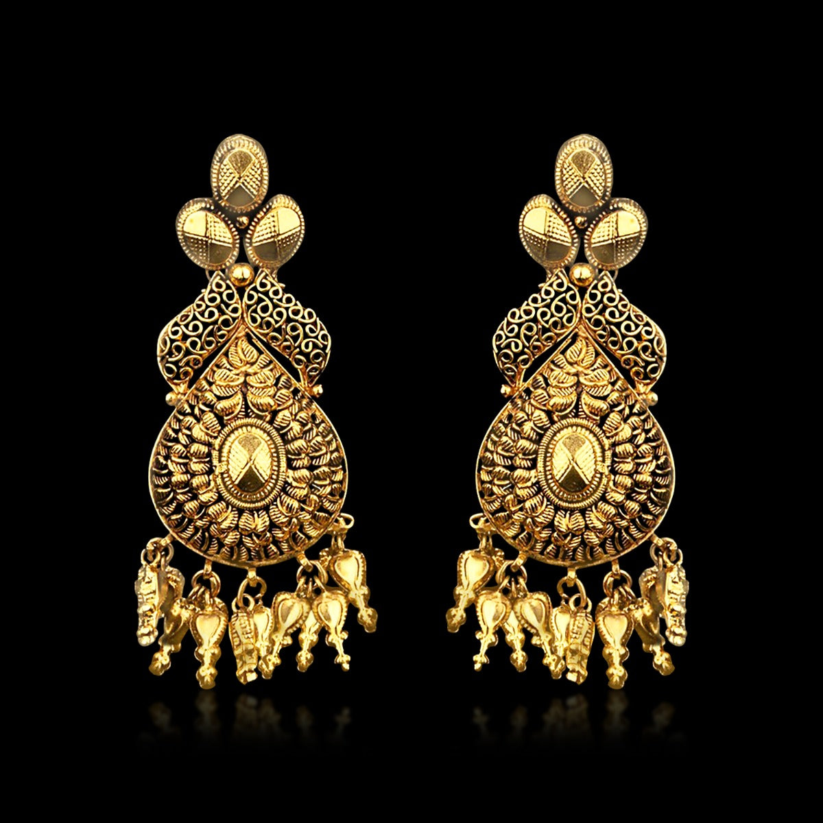 Three Petal Gold Earrings