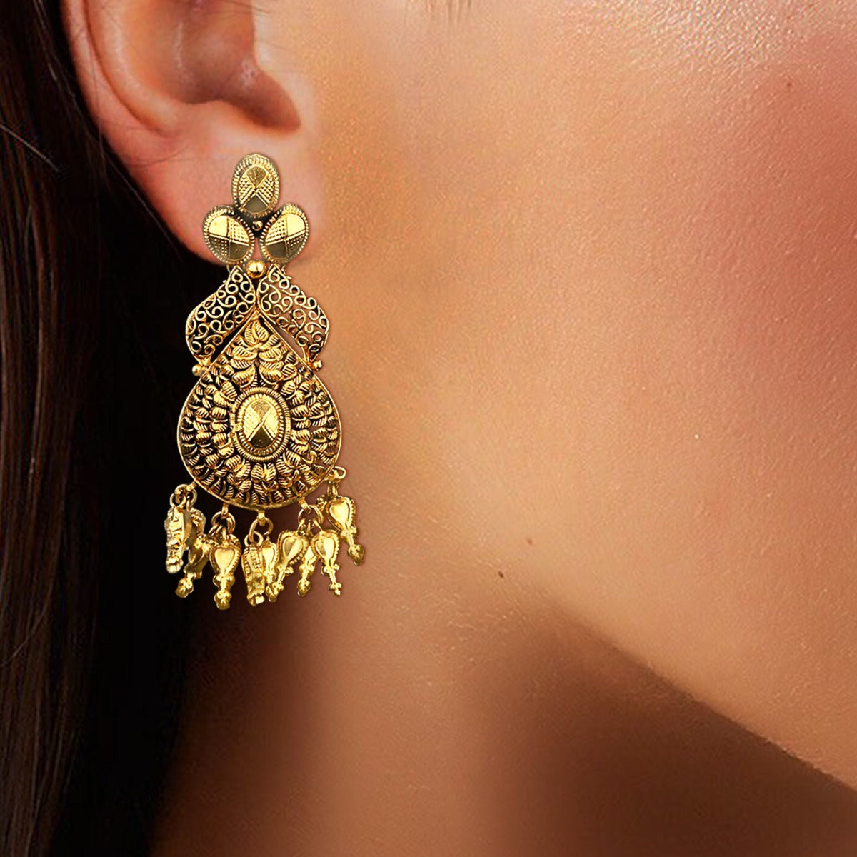 Three Petal Gold Earrings
